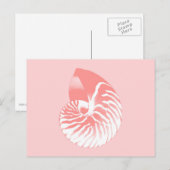 Nautilus shell - koraalroze en wit briefkaart (Voorkant / Achterkant)