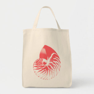Nautilus shell - koraalroze en wit tote bag