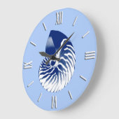 Nautilus shell - marine, wit & lichtblauw grote klok (Hoek)