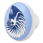 Nautilus shell - marine, wit & lichtblauw keramische knop (Rechts)