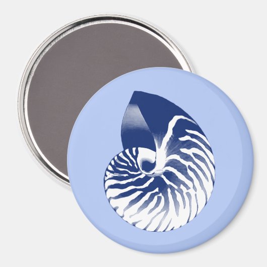 Nautilus shell - marine, wit & lichtblauw magneet (Voorkant / Achterkant)