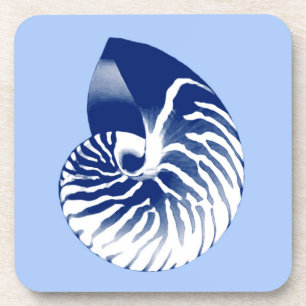 Nautilus shell - marine, wit & lichtblauw onderzetter