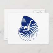 Nautilus shell - marineblauw en wit briefkaart (Voorkant / Achterkant)