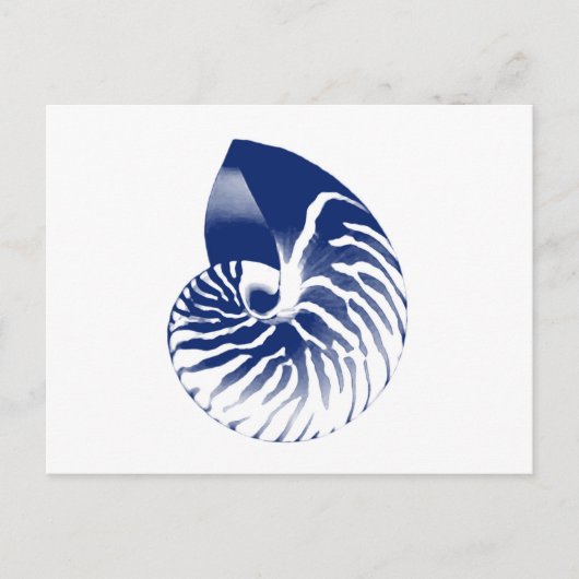 Nautilus shell - marineblauw en wit briefkaart (Voorkant)