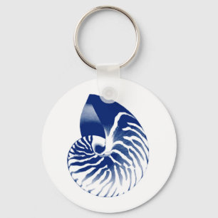 Nautilus shell - marineblauw en wit sleutelhanger