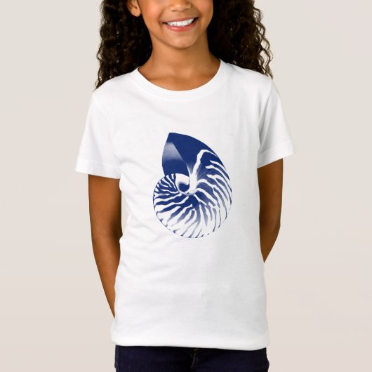 Nautilus shell - marineblauw en wit t-shirt (Voorkant)