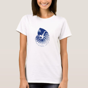 Nautilus shell - marineblauw en wit t-shirt