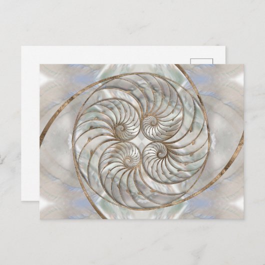 Nautilus Shell - Moeder van parelhout en goud Briefkaart (Voorkant / Achterkant)