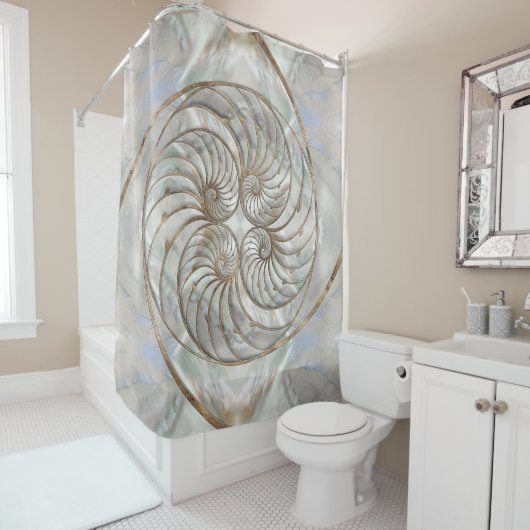 Nautilus Shell - Moeder van parelhout en goud Douchegordijn (In situ)