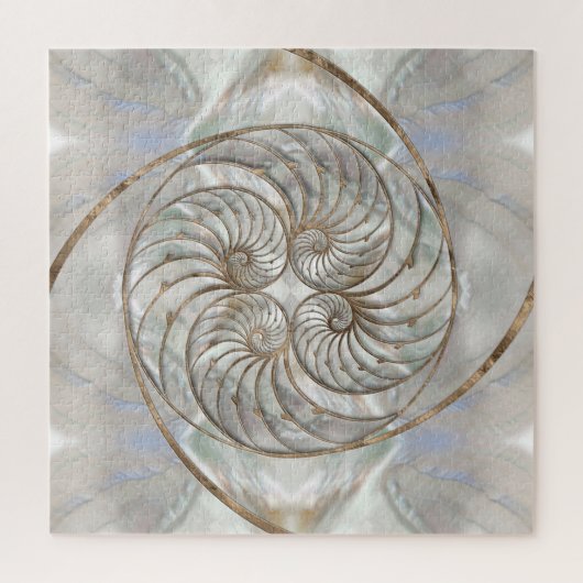 Nautilus Shell - Moeder van parelhout en goud Legpuzzel (Verticaal)