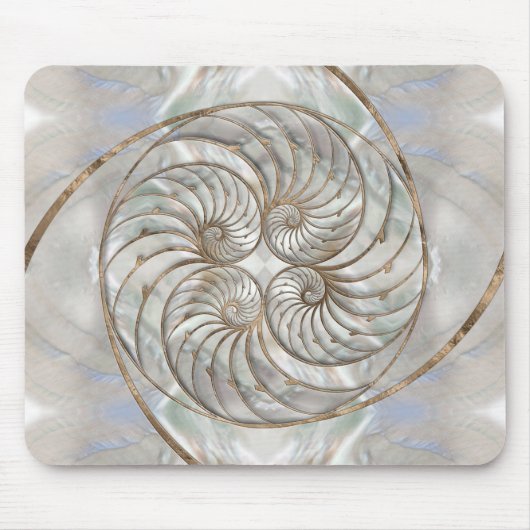 Nautilus Shell - Moeder van parelhout en goud Muismat (Voorkant)