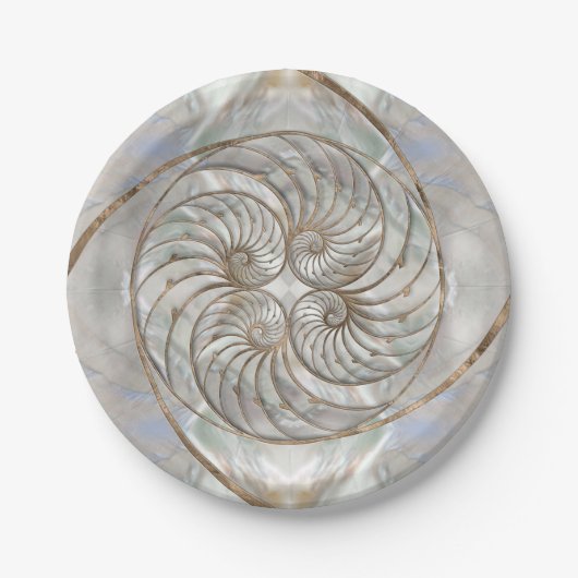 Nautilus Shell - Moeder van parelhout en goud Papieren Bordje (Voorkant)