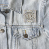 Nautilus Shell - Moeder van parelhout en goud Vierkante Button 5,1 Cm (In situ)