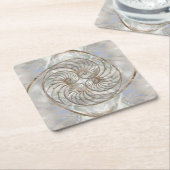 Nautilus Shell - Moeder van parelhout en goud Vierkante Kartonnen Onderzetter (Schuin)