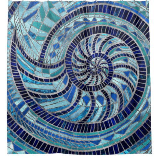 Nautilus Shell mozaïek kunst Douchegordijn (Voorkant)