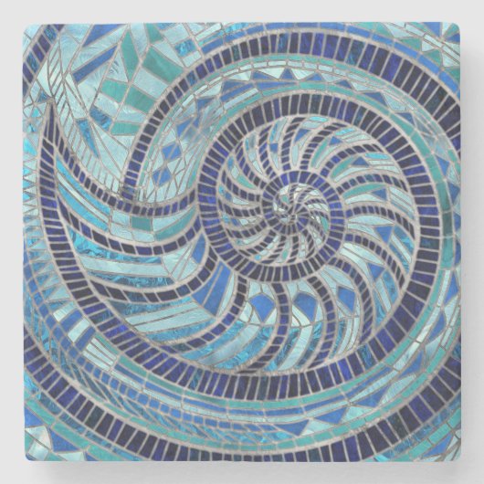 Nautilus Shell mozaïek kunst Stenen Onderzetter (Voorkant)