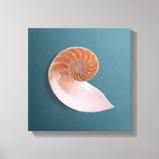 Nautilus Shell op Ocean Blue Canvas Afdruk (Voorkant)