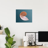 Nautilus Shell op Ocean Blue Fine Art Print (Thuiskantoor)