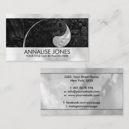 Nautilus Shell - Peal en Black Abalone Visitekaartje (Voorkant / Achterkant)