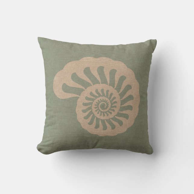 Nautilus Shell Seafoam Green Kussen (Voorkant)