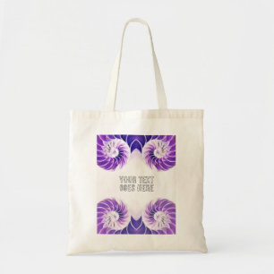 Nautilus Shell Seashell paarse aangepaste tekst Tote Bag