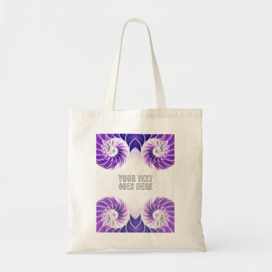 Nautilus Shell Seashell paarse aangepaste tekst Tote Bag (Voorkant)