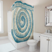 Nautilus Shell Spiral Shape Blauwgroen Douchegordijn (In situ)