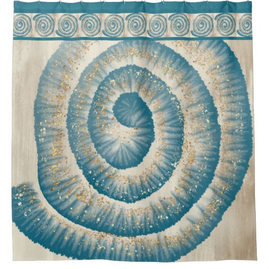 Nautilus Shell Spiral Shape Blauwgroen Douchegordijn (Voorkant)