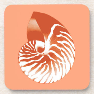 Nautilus shell - terracotta en white bier onderzetter