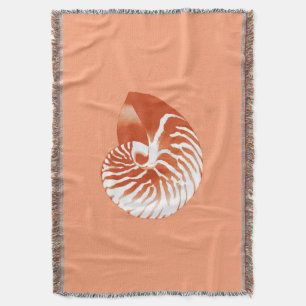 Nautilus shell - terracotta en white deken