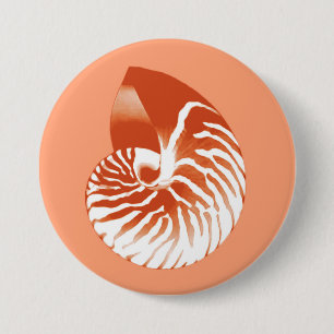 Nautilus shell - terracotta en white ronde button 7,6 cm