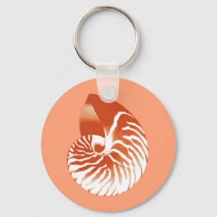 Nautilus shell - terracotta en white sleutelhanger