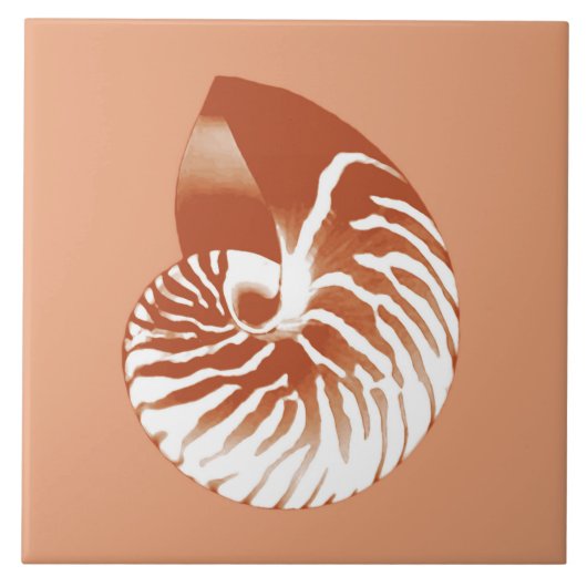 Nautilus shell - terracotta en white tegeltje (Voorkant)