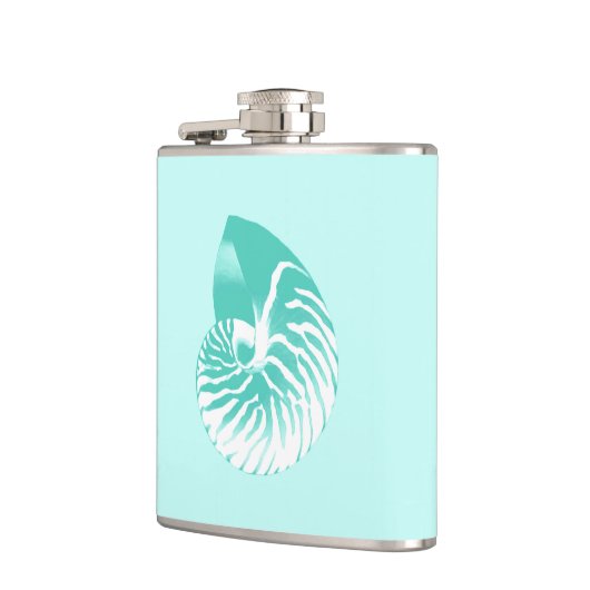 Nautilus shell - turquoise , aqua en white heupfles (Links)