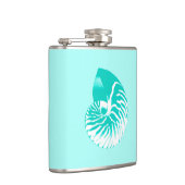 Nautilus shell - turquoise , aqua en white heupfles (Rechts)