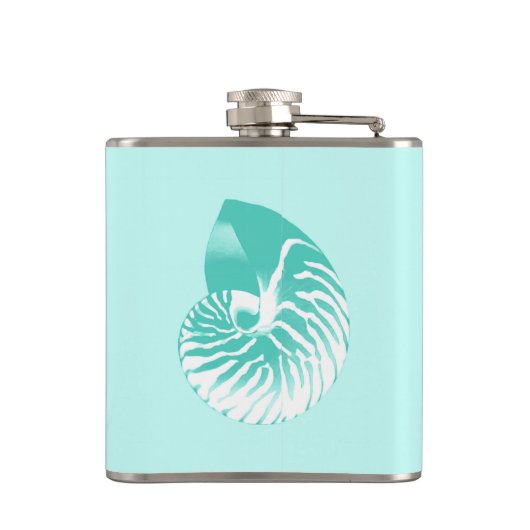Nautilus shell - turquoise , aqua en white heupfles (Achterkant)