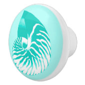 Nautilus shell - turquoise , aqua en white keramische knop (Rechts)