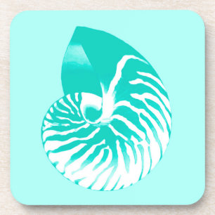 Nautilus shell - turquoise , aqua en white onderzetter
