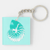 Nautilus shell - turquoise , aqua en white sleutelhanger (Achterkant)