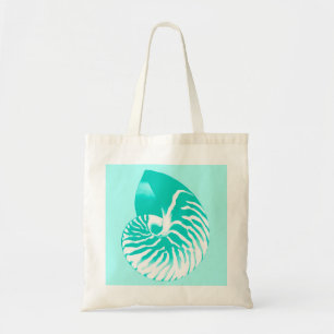Nautilus shell - turquoise , aqua en white tote bag