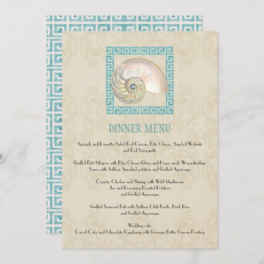 Nautilus Shell Waterverf Grieks Zeer belangrijk Da Menu (Voorkant / Achterkant)