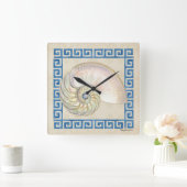 Nautilus Shell Waterverf Grieks Zeer belangrijk Da Vierkante Klok (Huis)