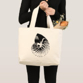 Nautilus shell - zwart, grijs en wit grote tote bag (Voorkant (product))
