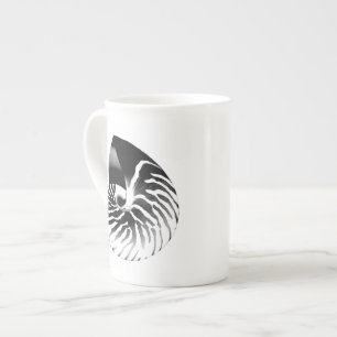 Nautilus shell - zwart, grijs en wit porselein kop
