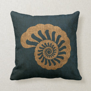 Nautilus Zee Shell in Rustic Deep Blue Kussen
