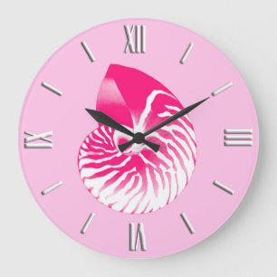 Nautilusschelp - fuchsia roze en wit grote klok
