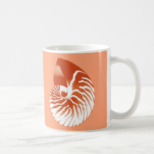 Nautilusschelp - terracotta en wit koffiemok