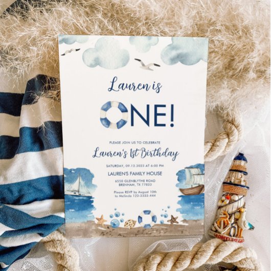 Nautique 1er anniversaire invitation