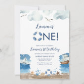 Nautique 1er anniversaire invitation (Devant)