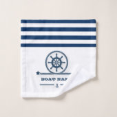 Nautique, Ancre, Corde Marine Bleu Stripes (Gant de toilette)
